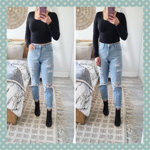 Garage Black Long Sleeve Crop Top